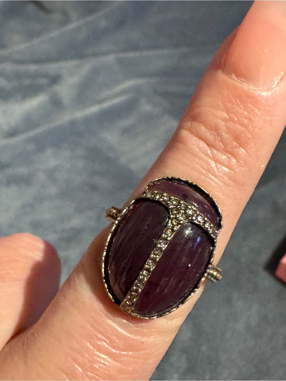 Chloe + Isabel Scarab Cocktail Ring with Crystal Accents size 8